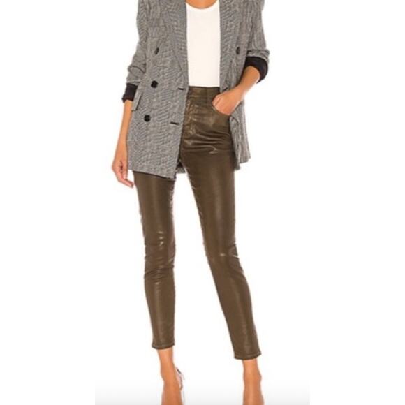 NWOT AG Farrah Skinny Ankle Coated Jeans 27 Dark Bayou Leather Look High Rise - Picture 1 of 9